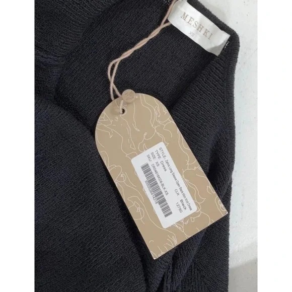 Meshki Zahra Open Back Mini Mesh Knit Dress Semi Sheer XS Black Bell Sleeve NWT - Picture 6 of 14